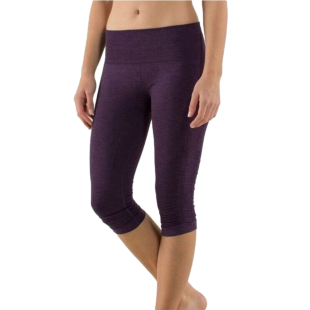 Lululemon Flow And Go Crop Ruched Seamless Purple Capris